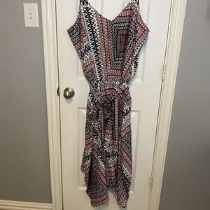 Ashley Stewart Geometric Print Tango‎ Red Halter Dress Women's Plus 18 NWT